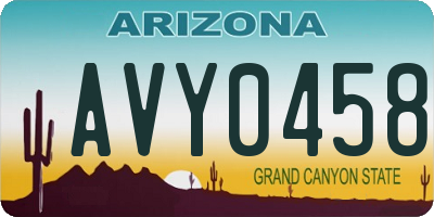 AZ license plate AVY0458