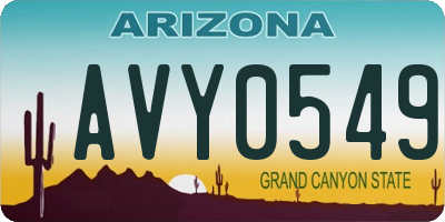 AZ license plate AVY0549