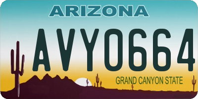 AZ license plate AVY0664