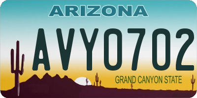 AZ license plate AVY0702