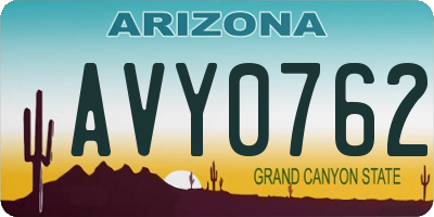 AZ license plate AVY0762