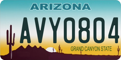 AZ license plate AVY0804