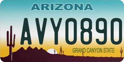 AZ license plate AVY0890