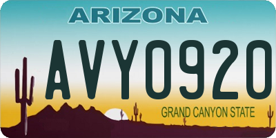 AZ license plate AVY0920