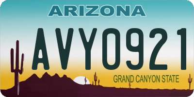 AZ license plate AVY0921