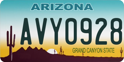 AZ license plate AVY0928