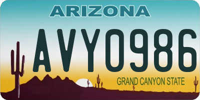 AZ license plate AVY0986