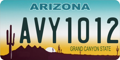 AZ license plate AVY1012
