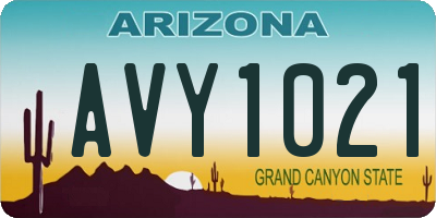 AZ license plate AVY1021