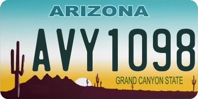 AZ license plate AVY1098