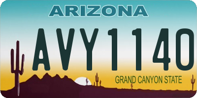 AZ license plate AVY1140
