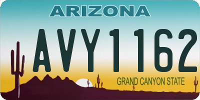 AZ license plate AVY1162