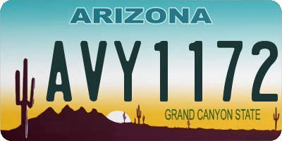 AZ license plate AVY1172