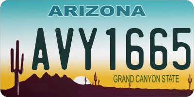 AZ license plate AVY1665