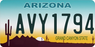 AZ license plate AVY1794