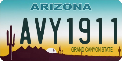 AZ license plate AVY1911