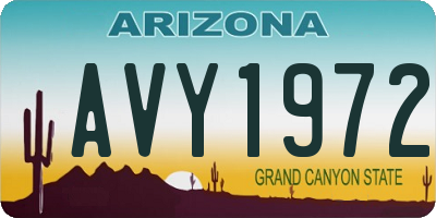 AZ license plate AVY1972