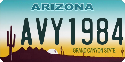 AZ license plate AVY1984