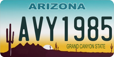 AZ license plate AVY1985