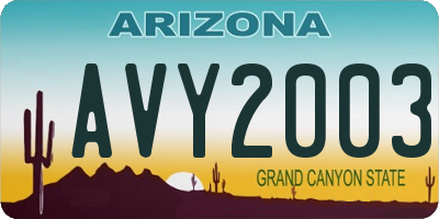 AZ license plate AVY2003