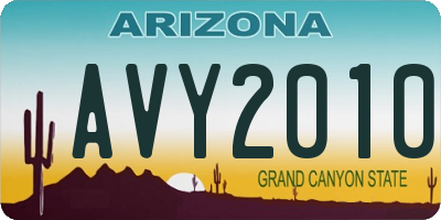AZ license plate AVY2010