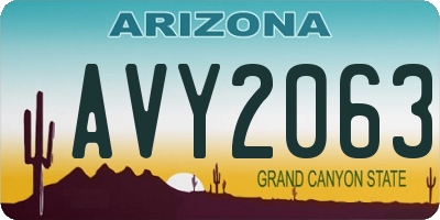AZ license plate AVY2063