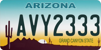 AZ license plate AVY2333
