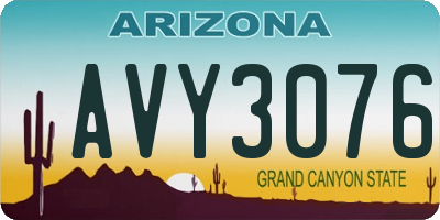 AZ license plate AVY3076