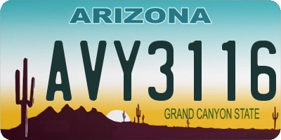 AZ license plate AVY3116