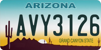 AZ license plate AVY3126