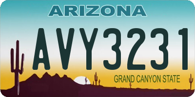 AZ license plate AVY3231
