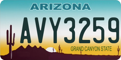 AZ license plate AVY3259