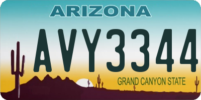 AZ license plate AVY3344