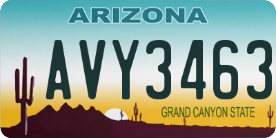 AZ license plate AVY3463