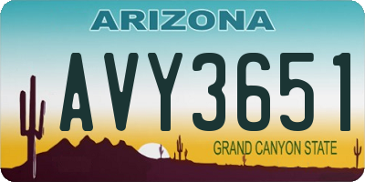 AZ license plate AVY3651