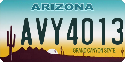 AZ license plate AVY4013