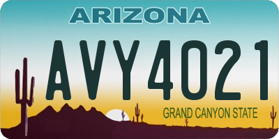AZ license plate AVY4021