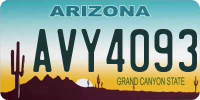 AZ license plate AVY4093
