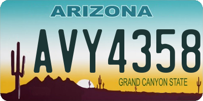 AZ license plate AVY4358