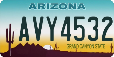 AZ license plate AVY4532