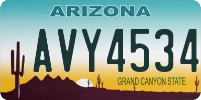 AZ license plate AVY4534