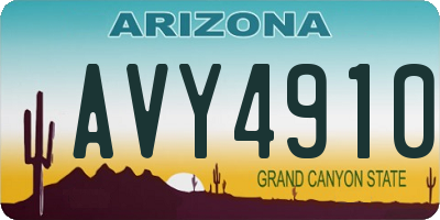 AZ license plate AVY4910