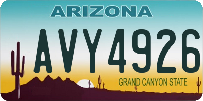 AZ license plate AVY4926