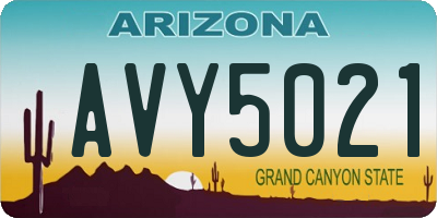 AZ license plate AVY5021
