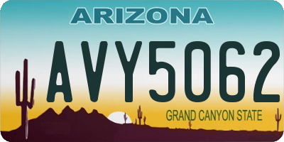 AZ license plate AVY5062