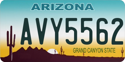 AZ license plate AVY5562