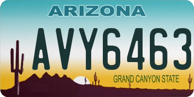 AZ license plate AVY6463