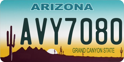 AZ license plate AVY7080