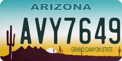AZ license plate AVY7649