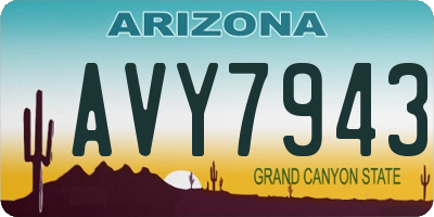 AZ license plate AVY7943